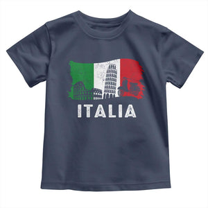 Italian Flag Toddler T Shirt Distressed Style Pisa Tower Colosseum Classic Scooter TS10 Navy Print Your Wear
