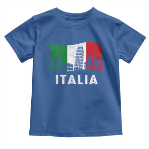 Italian Flag Toddler T Shirt Distressed Style Pisa Tower Colosseum Classic Scooter TS10 Royal Blue Print Your Wear
