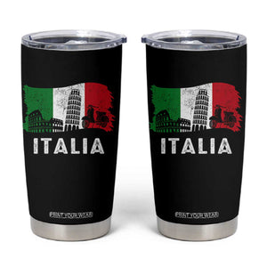 Italian Flag Tumbler Cup Distressed Style Pisa Tower Colosseum Classic Scooter TS10 Black Print Your Wear