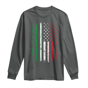 Italian American Flag Long Sleeve Shirt Retro Italian Family Italy Flag TS10 Dark Heather Print Your Wear