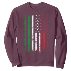 Italian American Flag Sweatshirt Retro Italian Family Italy Flag TS10 Maroon Print Your Wear