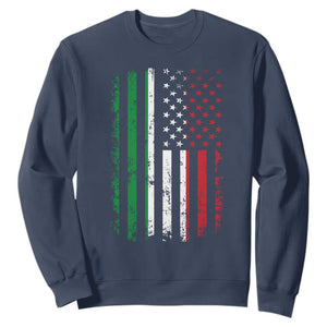Italian American Flag Sweatshirt Retro Italian Family Italy Flag TS10 Navy Print Your Wear