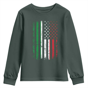 Italian American Flag Youth Sweatshirt Retro Italian Family Italy Flag TS10 Dark Forest Green Print Your Wear