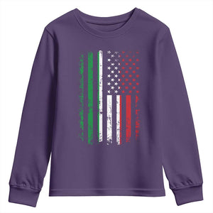 Italian American Flag Youth Sweatshirt Retro Italian Family Italy Flag TS10 Purple Print Your Wear