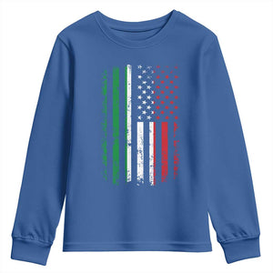 Italian American Flag Youth Sweatshirt Retro Italian Family Italy Flag TS10 Royal Blue Print Your Wear