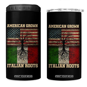 American Grown Italian Roots 4 in 1 Can Cooler Tumbler USA Italy Flag Family Tree Italian TS10 One Size: 16 oz Black Print Your Wear