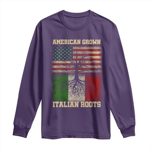 American Grown Italian Roots Long Sleeve Shirt USA Italy Flag Family Tree Italian TS10 Purple Print Your Wear