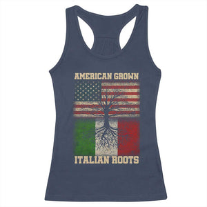 American Grown Italian Roots Racerback Tank Top USA Italy Flag Family Tree Italian TS10 Navy Print Your Wear