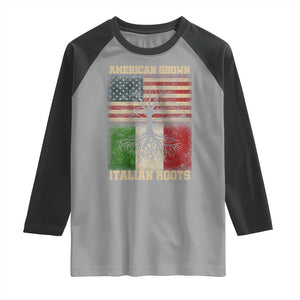 American Grown Italian Roots Raglan Shirt USA Italy Flag Family Tree Italian TS10 Sport Gray Black Print Your Wear