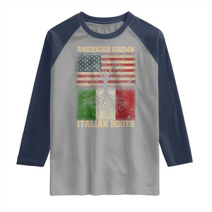 American Grown Italian Roots Raglan Shirt USA Italy Flag Family Tree Italian TS10 Sport Gray Navy Print Your Wear