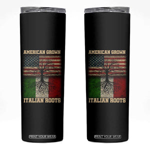 American Grown Italian Roots Skinny Tumbler USA Italy Flag Family Tree Italian TS10 Black Print Your Wear