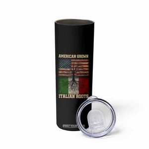 American Grown Italian Roots Skinny Tumbler USA Italy Flag Family Tree Italian TS10 Print Your Wear