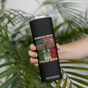 American Grown Italian Roots Skinny Tumbler USA Italy Flag Family Tree Italian TS10 Print Your Wear