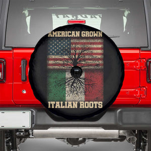 American Grown Italian Roots Spare Tire Cover USA Italy Flag Family Tree Italian TS10 Black Print Your Wear