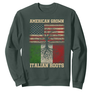 American Grown Italian Roots Sweatshirt USA Italy Flag Family Tree Italian TS10 Dark Forest Green Print Your Wear