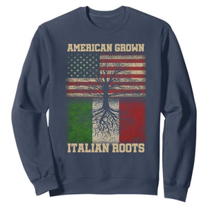 American Grown Italian Roots Sweatshirt USA Italy Flag Family Tree Italian TS10 Navy Print Your Wear