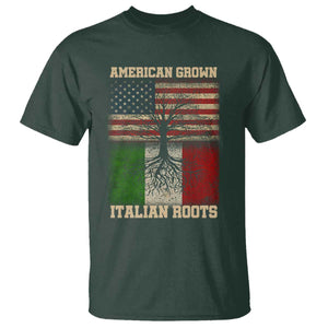 American Grown Italian Roots T Shirt USA Italy Flag Family Tree Italian TS10 Dark Forest Green Print Your Wear