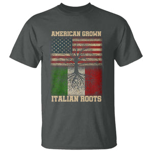 American Grown Italian Roots T Shirt USA Italy Flag Family Tree Italian TS10 Dark Heather Print Your Wear