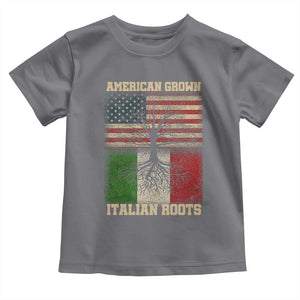 American Grown Italian Roots Toddler T Shirt USA Italy Flag Family Tree Italian TS10 Charcoal Print Your Wear