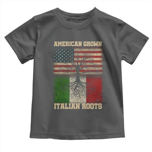 American Grown Italian Roots Toddler T Shirt USA Italy Flag Family Tree Italian TS10 Dark Heather Print Your Wear