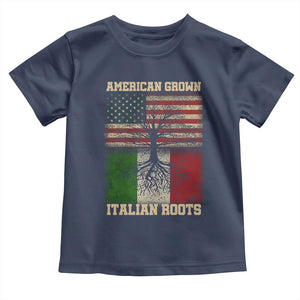 American Grown Italian Roots Toddler T Shirt USA Italy Flag Family Tree Italian TS10 Navy Print Your Wear