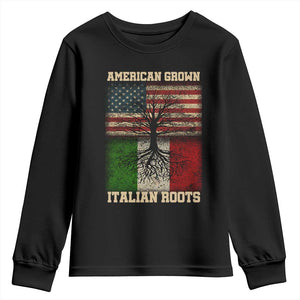 American Grown Italian Roots Youth Sweatshirt USA Italy Flag Family Tree Italian TS10 Black Print Your Wear