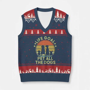 Life Goal Pet All The Dogs V-Neck Knit Sweater Vest Retro Funny Dog Lover Gift TS10 Navy Red Print Your Wear