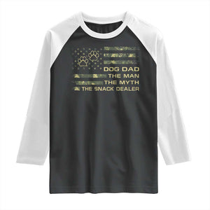 Dog Dad Raglan Shirt Fathers Day Gift for Dog Lovers Camo American Flag USA TS10 Black White Print Your Wear