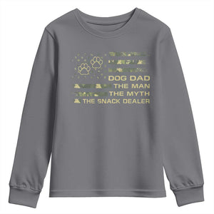 Dog Dad Youth Sweatshirt Fathers Day Gift for Dog Lovers Camo American Flag USA TS10 Charcoal Print Your Wear