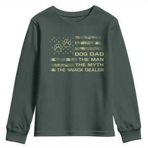 Dog Dad Youth Sweatshirt Fathers Day Gift for Dog Lovers Camo American Flag USA TS10 Dark Forest Green Print Your Wear