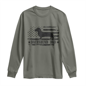 Dachshund Dog Dad Long Sleeve Shirt Fathers Day Gift for Dog Lovers American Flag TS10 Military Green Print Your Wear