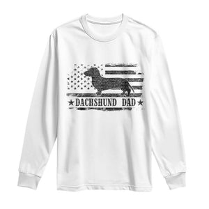 Dachshund Dog Dad Long Sleeve Shirt Fathers Day Gift for Dog Lovers American Flag TS10 White Print Your Wear