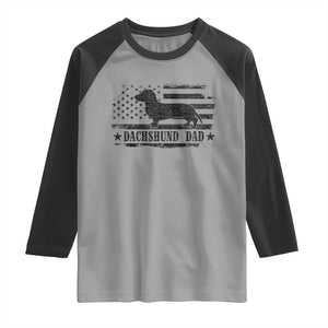 Dachshund Dog Dad Raglan Shirt Fathers Day Gift for Dog Lovers American Flag TS10 Sport Gray Black Print Your Wear