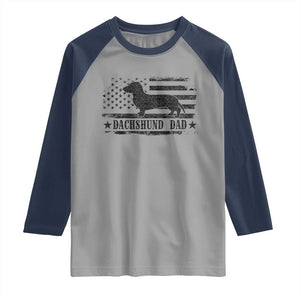 Dachshund Dog Dad Raglan Shirt Fathers Day Gift for Dog Lovers American Flag TS10 Sport Gray Navy Print Your Wear