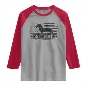 Dachshund Dog Dad Raglan Shirt Fathers Day Gift for Dog Lovers American Flag TS10 Sport Gray Red Print Your Wear