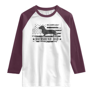 Dachshund Dog Dad Raglan Shirt Fathers Day Gift for Dog Lovers American Flag TS10 White Maroon Print Your Wear