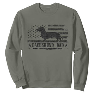 Dachshund Dog Dad Sweatshirt Fathers Day Gift for Dog Lovers American Flag TS10 Military Green Print Your Wear