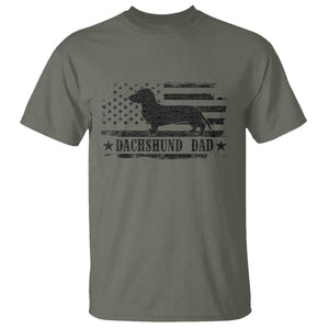 Dachshund Dog Dad T Shirt Fathers Day Gift for Dog Lovers American Flag TS10 Military Green Print Your Wear