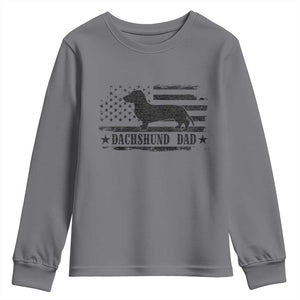 Dachshund Dog Dad Youth Sweatshirt Fathers Day Gift for Dog Lovers American Flag TS10 Charcoal Print Your Wear