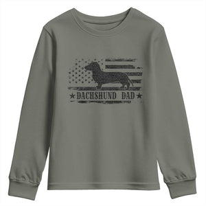 Dachshund Dog Dad Youth Sweatshirt Fathers Day Gift for Dog Lovers American Flag TS10 Military Green Print Your Wear