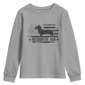 Dachshund Dog Dad Youth Sweatshirt Fathers Day Gift for Dog Lovers American Flag TS10 Sport Gray Print Your Wear