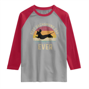 Dachshund Dog Dad Raglan Shirt Vintage 60s 70s Retro Fathers Day Gift for Dog Lovers TS10 Sport Gray Red Print Your Wear