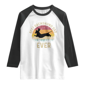 Dachshund Dog Dad Raglan Shirt Vintage 60s 70s Retro Fathers Day Gift for Dog Lovers TS10 White Black Print Your Wear