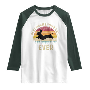 Dachshund Dog Dad Raglan Shirt Vintage 60s 70s Retro Fathers Day Gift for Dog Lovers TS10 White Dark Forest Green Print Your Wear