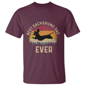 Dachshund Dog Dad T Shirt Vintage 60s 70s Retro Fathers Day Gift for Dog Lovers TS10 Maroon Print Your Wear