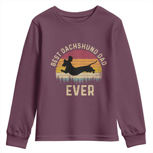 Dachshund Dog Dad Youth Sweatshirt Vintage 60s 70s Retro Fathers Day Gift for Dog Lovers TS10 Maroon Print Your Wear
