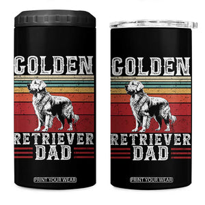 Retro Dog Golden Dad 4 in 1 Can Cooler Tumbler Fathers Day Gift for Dog Lovers Golden Retriever Dad TS10 One Size: 16 oz Black Print Your Wear