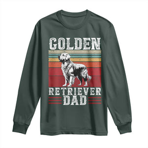 Retro Dog Golden Dad Long Sleeve Shirt Fathers Day Gift for Dog Lovers Golden Retriever Dad TS10 Dark Forest Green Print Your Wear