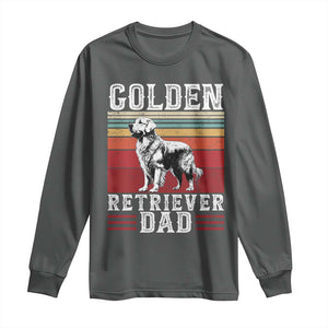 Retro Dog Golden Dad Long Sleeve Shirt Fathers Day Gift for Dog Lovers Golden Retriever Dad TS10 Dark Heather Print Your Wear