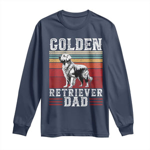 Retro Dog Golden Dad Long Sleeve Shirt Fathers Day Gift for Dog Lovers Golden Retriever Dad TS10 Navy Print Your Wear